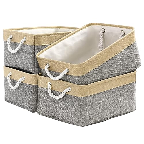 Organization and Storage Basket for Organizing (Golden&Grey / Large (Pack of 4))