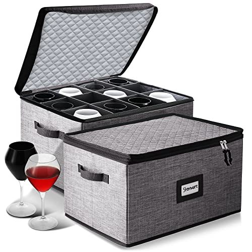 Wine Glass Storage Box with Dividers
