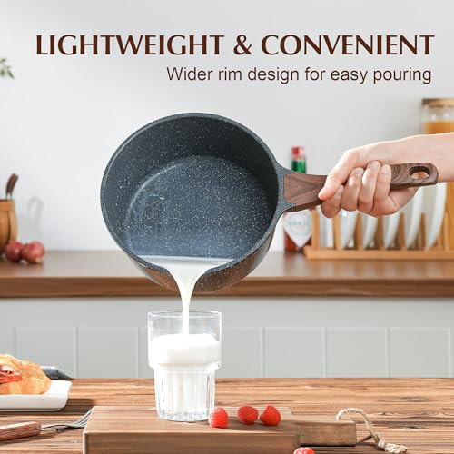 Nonstick Sauce Pan Set with Lid (Gray Granite / 2.0 + 2.5 Quarts)