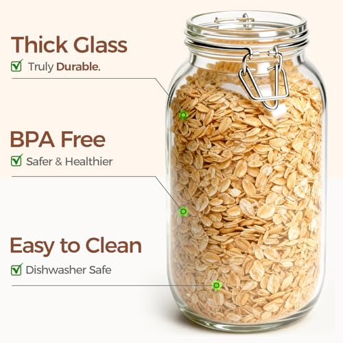 Large Glass Jars with Airtight Lids 71 oz 3 Pack Pantry Organization (71 fl oz x 3)