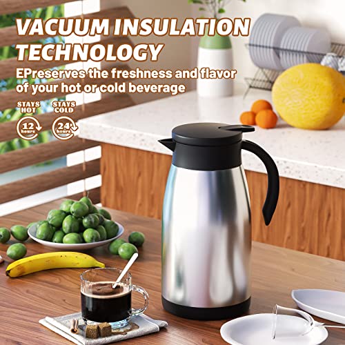 34oz Insulated Coffee Carafe with Handle (Silver / 34 oz)