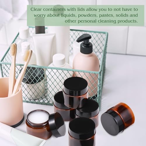 6 Pack Clear Container with Lids Small Plastic Pot Jars Wide Mouth Round Leak Proof Plastic Container Jars with Lid for Travel Storage