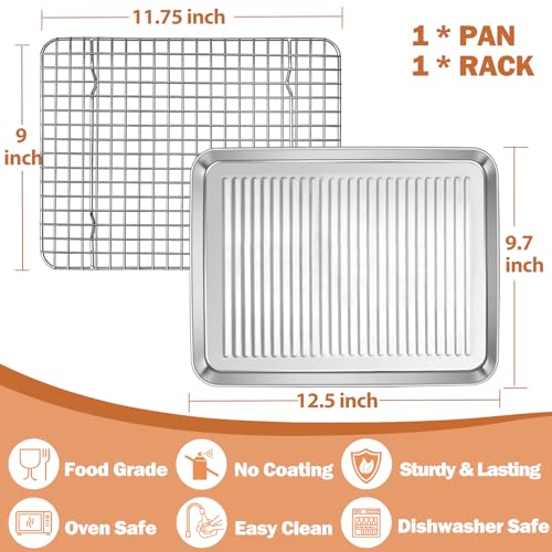 Baking Pan with Wire Rack (12.5 x 9.7 x 1 Inch)