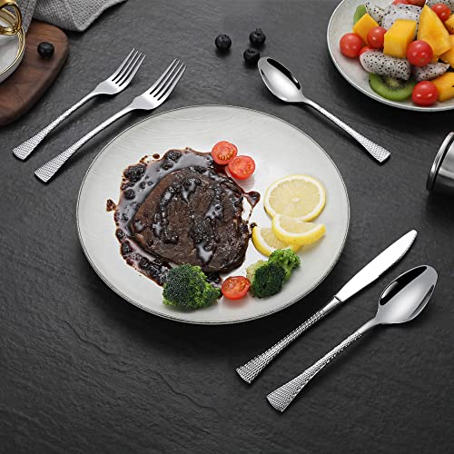 Hammered Silverware Set (Silver / 30 Pieces Set)