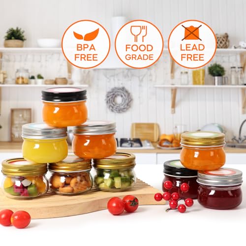 4oz 24 Pack Mini Mason Jars with Gold Lids (Gold Lids-4oz)