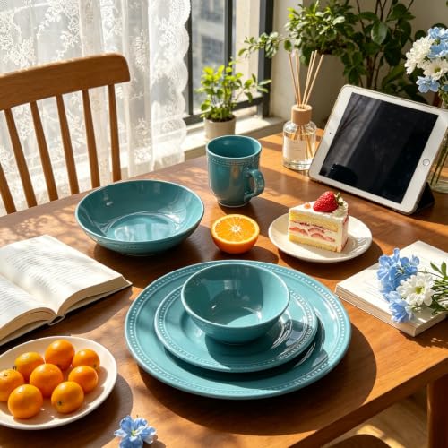 HomeVSS 20 PC Pearl Dots Stoneware Dinnerware Set