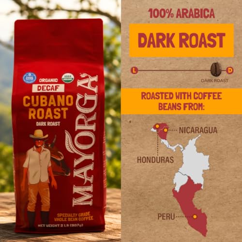 Decaf Coffee 2lb Bag Dark Roast Organic Swiss Water Decaffeinated Cubano Roast Coffee (32 Ounce (Pack of 1))