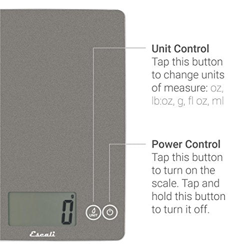 Arti Glass Food Scale Digital Countertop Kitchen (Grey Storm / 15" x 6.5" x 0.75")