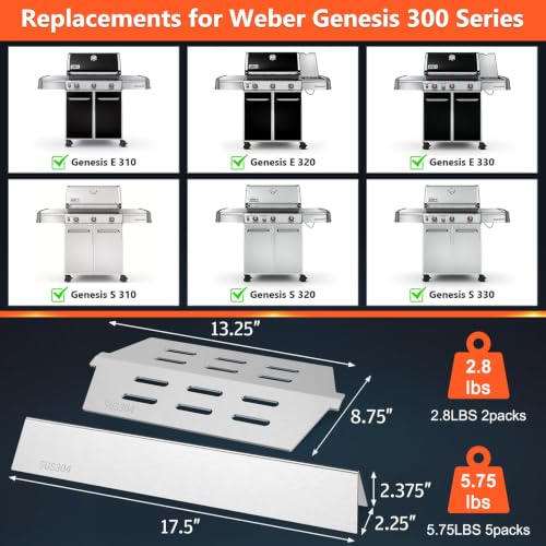 SUS304 Grill Parts for Weber Genesis 300 Series Grills (H1 17.5" 304)