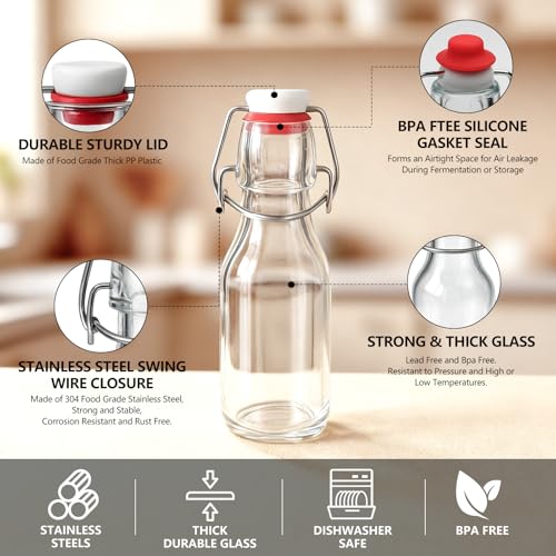 24pack 4oz Swing Top Glass Bottles with Airtight Lids for Vanilla (4 oz 24 pack)