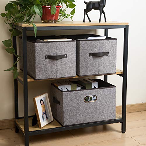 Larger Collapsible Storage Bins for Closet [3 (Grey&black Trim / Jumbo(3-Pack))