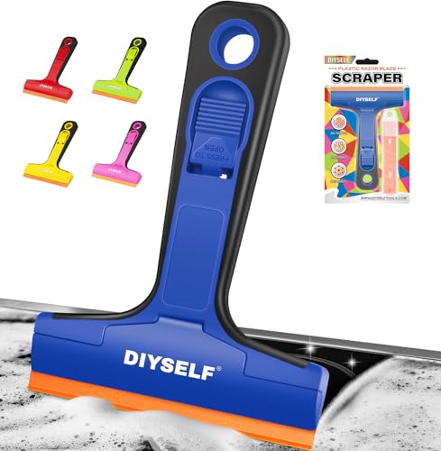 Window Scraper with 5 Pcs 4 (5PCS Plastic Blades / Blue)