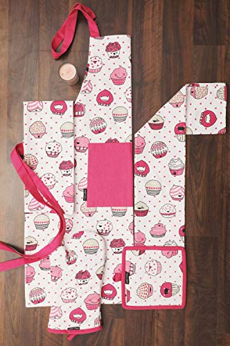 Heat Resistant Pot Holders Set of 3 Nonslip Multipurpose Hot Pads for Cooking and Baking (8x8 inches / Cup Cakes)