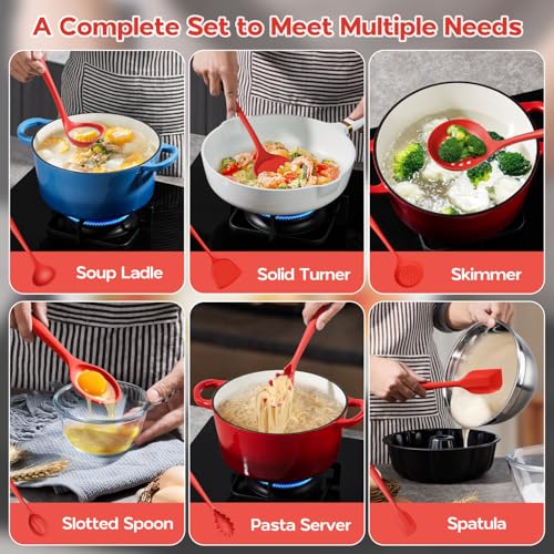 Silicone Cooking Utensils Set (Apple Red)
