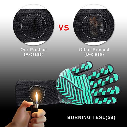 Heat Resistant Oven Glove (Black/Green / Regular Cuff)