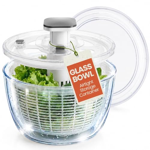 Glass Salad Spinner with Storage Lid