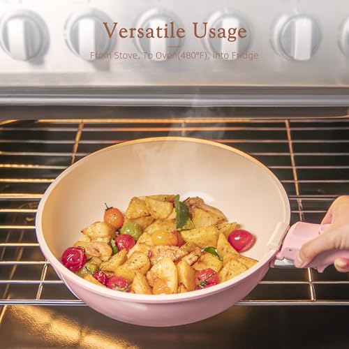 23 Pcs Pots and Pans Set Non Stick (Pink / 23 Piece)
