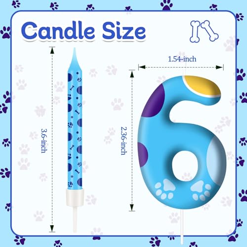 13PCS Blue Dog Paw Birthday Candles Set Cake Topper Numeral Birthday Candles for Boy Girl Dog Paw Decoration (13 Count)