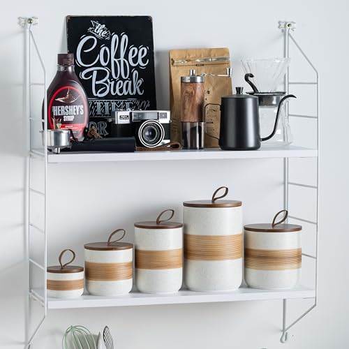 Ceramic Coffee Canister Airtight Coffee Container for Ground Coffee (White / 37 fl.oz)