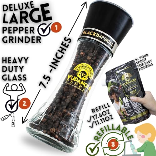 Black Pepper Grinder Manual 3.5oz Gourmet Black Peppercorn Grinder