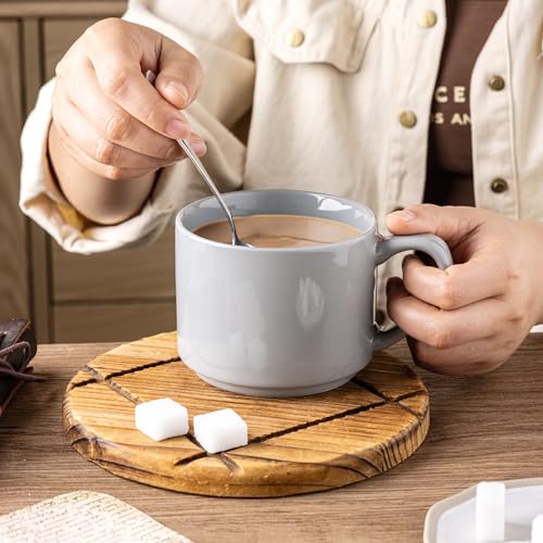 14 OZ Coffee Mugs Set of 6 (Gray / Set of 6(14 Ounces))