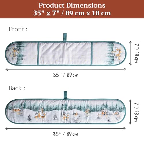 Double Oven Mitts 100% Cotton Double Oven Glove (126 - Neige De Noel / 7" x 35" (Double Oven Mitt))
