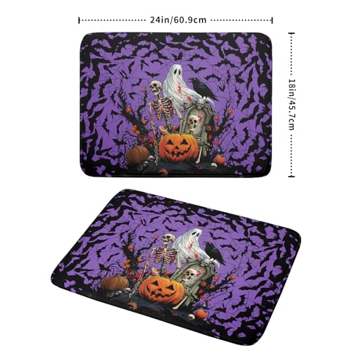 Halloween Pumpkin Dish Drying Mat 18x24 inch Spooky Ghost Bat Dish Rack Mats Microfiber Draining Pad Fast Dry Holiday Kitchen Accessories (Halloween Purple / 18x24 inch)
