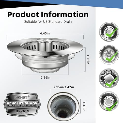 Upgraded 3 in 1 Kitchen Sink Drain Strainer (Mirror Silver)