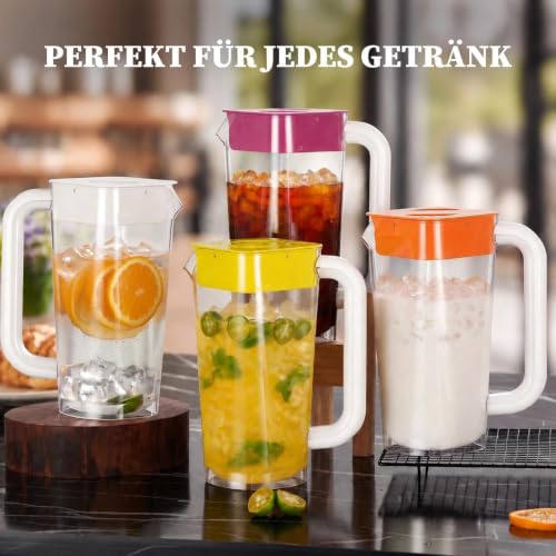 4Pk 2L 68oz Plastic Pitcher w (Multicolor)