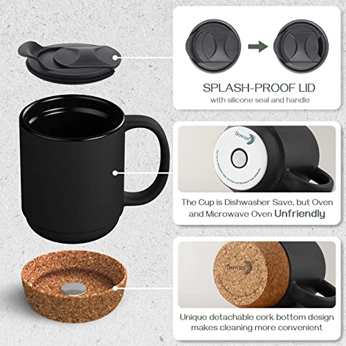 Coffee Mugs Set of 2 (Black / 15 fl oz (Set of 2))
