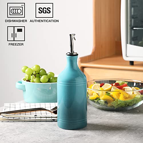 Sweejar Ceramic Olive Oil Dispenser Bottle (15.5 oz, Set of 1 / Gradient Blue)