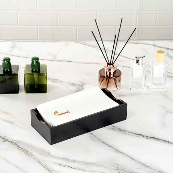 Luxenap 15.8 X 7.9 Inch Linen-Feel Guest Towels, 2000 Lettered Hand Towels - Gold Letter 'J', Sans Serif Font, White Paper Dinner Napkins, airlaid, For Restrooms And Tables