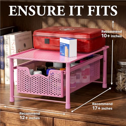 Stackable Cabinet Basket Drawer Organizer (1-Tier / Pink)