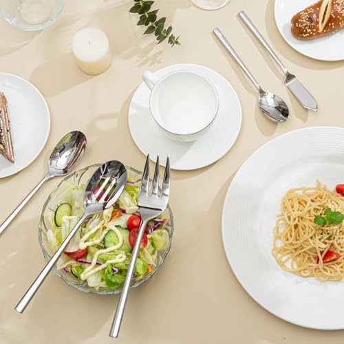 45 Piece Silverware Set with Serving Utensils (45-Piece / Silver)