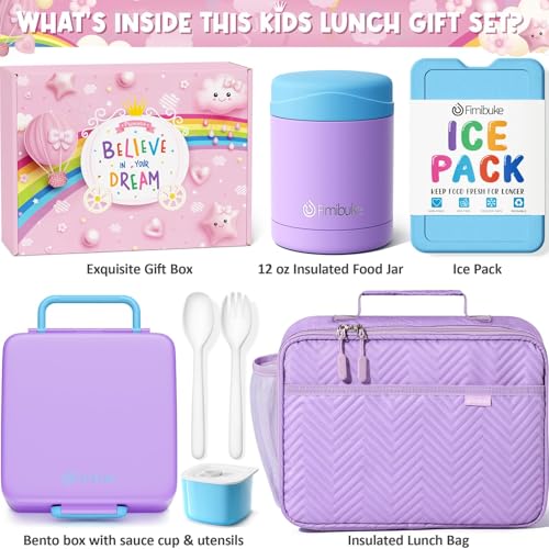 Kids Bento Snack Lunch Box with Thermo Insulated Toddler Lunch Bag