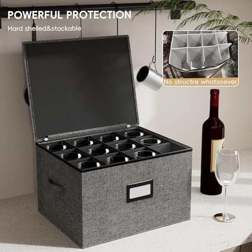 Wine Glass Storage Box with Dividers