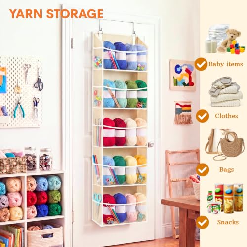 5Tiers Over Door Organizer (ClearBeige - 5 Tiers - 2 Pack)
