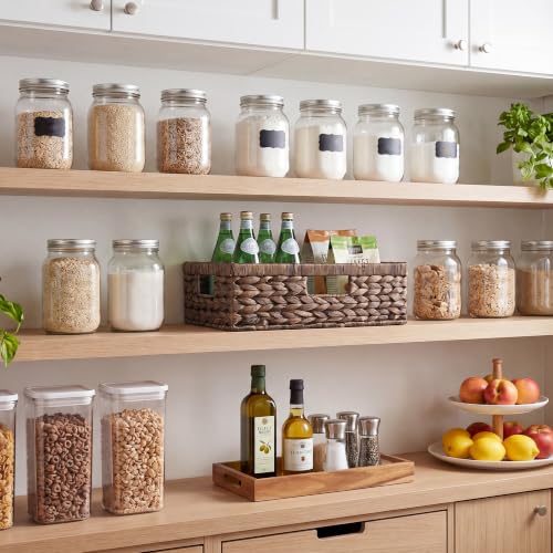 Large Wicker Storage Baskets for Shelves (Brown (Water Hyacinth) / 15¼"L x 11¾"W x 4¾"H)