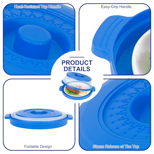 10.7 Inch Microwave Food Cover with Heat Insulation Mat (Dark Blue)