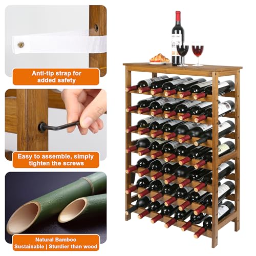 42 Bottles Bamboo Wine Rack (Walnut / 7-Tier)