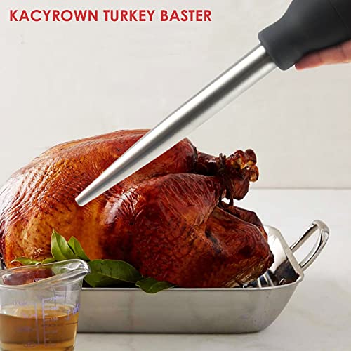 Stainless Steel Turkey Baster Commercial Grade Quality Rubber Bulb Including 2 Marinade Injector Needles and Brush for Easy Clean Up