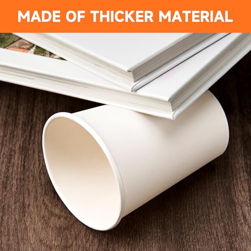100 Pack 8 oz Disposable Paper Coffee Cups (White / 8 oz)