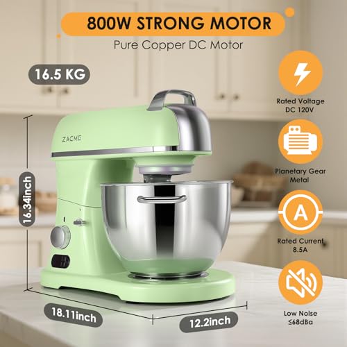 8.4QT Commercial Stand Mixer 800W with Aluminum Die Casting Meets the Standard of NSF (Pistachio 8.4QT)