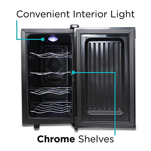 8 Bottle Thermoelectric Wine Chiller (8 Bottles / Mirrored Glass Door)