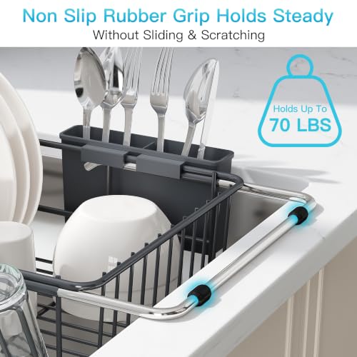 Gray Dish Drying Rack in Sink (Dark Gray / For 12"-30"w Sink)