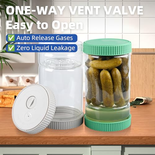 Glass Pickle Jar with Strainer Flip (Green)
