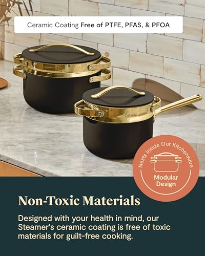 Small and Large Steamer Set with Handles (Gold / Small & Large (3qt & 6.5qt))