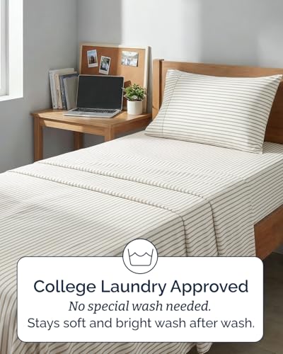 Twin XL 3 Piece Sheet Set (44 - Beige Stripes 2 / Twin XL)