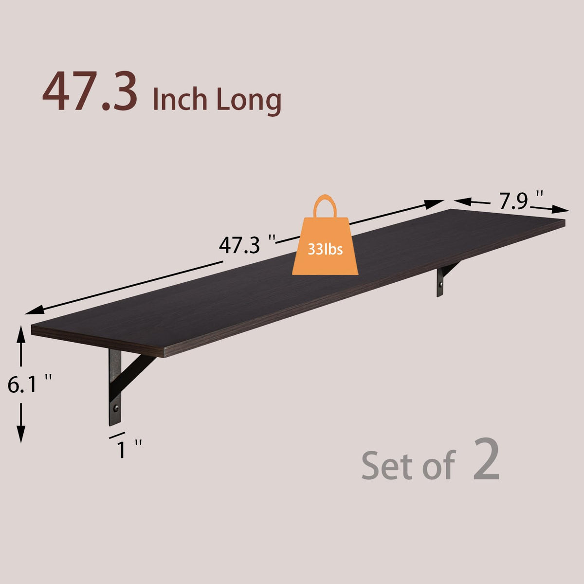 Long Wall Shelves (Espresso / 47.3 Inch)
