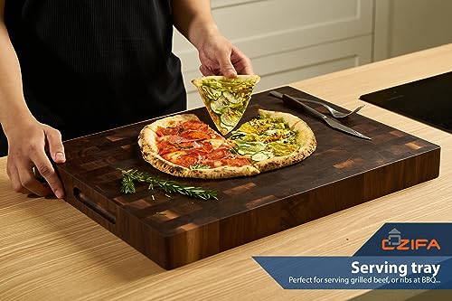 American Dark Walnut Wood Cutting Board 17"x12"x1.6" for Kitchen with Juice Groove (17 x 12 x 1.6 in / Black Walnut)